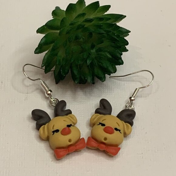 Jewelry - Reindeer Earring, Christmas Earring, Rudolph Earring, Gift Idea, Holiday Earring